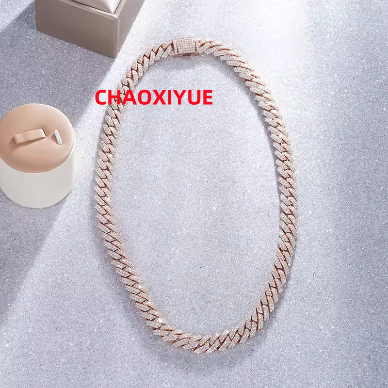 Hip Hop Custom Necklace Jewelry VVS Moissanite Necklace 925 Sterling Sliver Iced Out Cuban Link Chain Necklace Bracelet