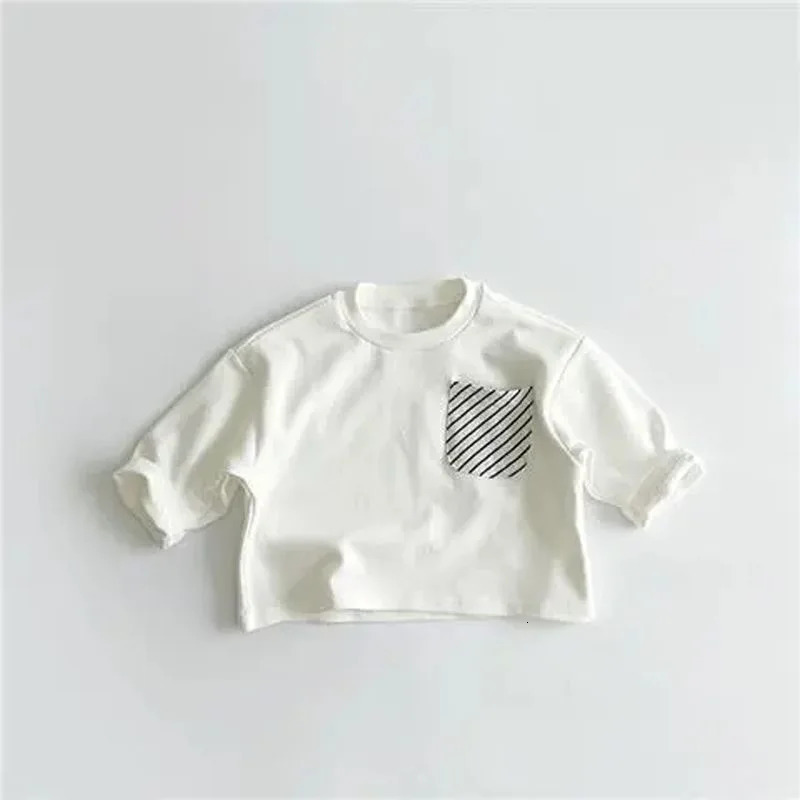 Trendy Striped Tshirt Fashion Versatile Casual Loose Round Neck Tees n Long Sleeve Solid Color Tops 250528