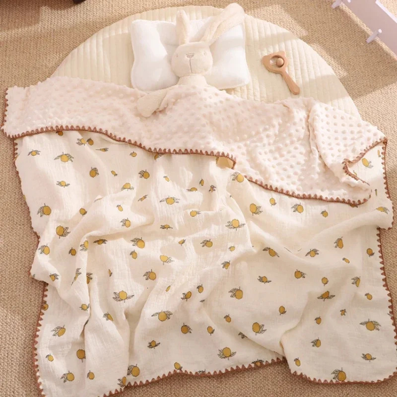 100x100cm Baby Blanket for born Cotton Muslin Swaddle Blanket Kindergarten Quilt Bedding Infant Bath Towel Kids Supplies 250527