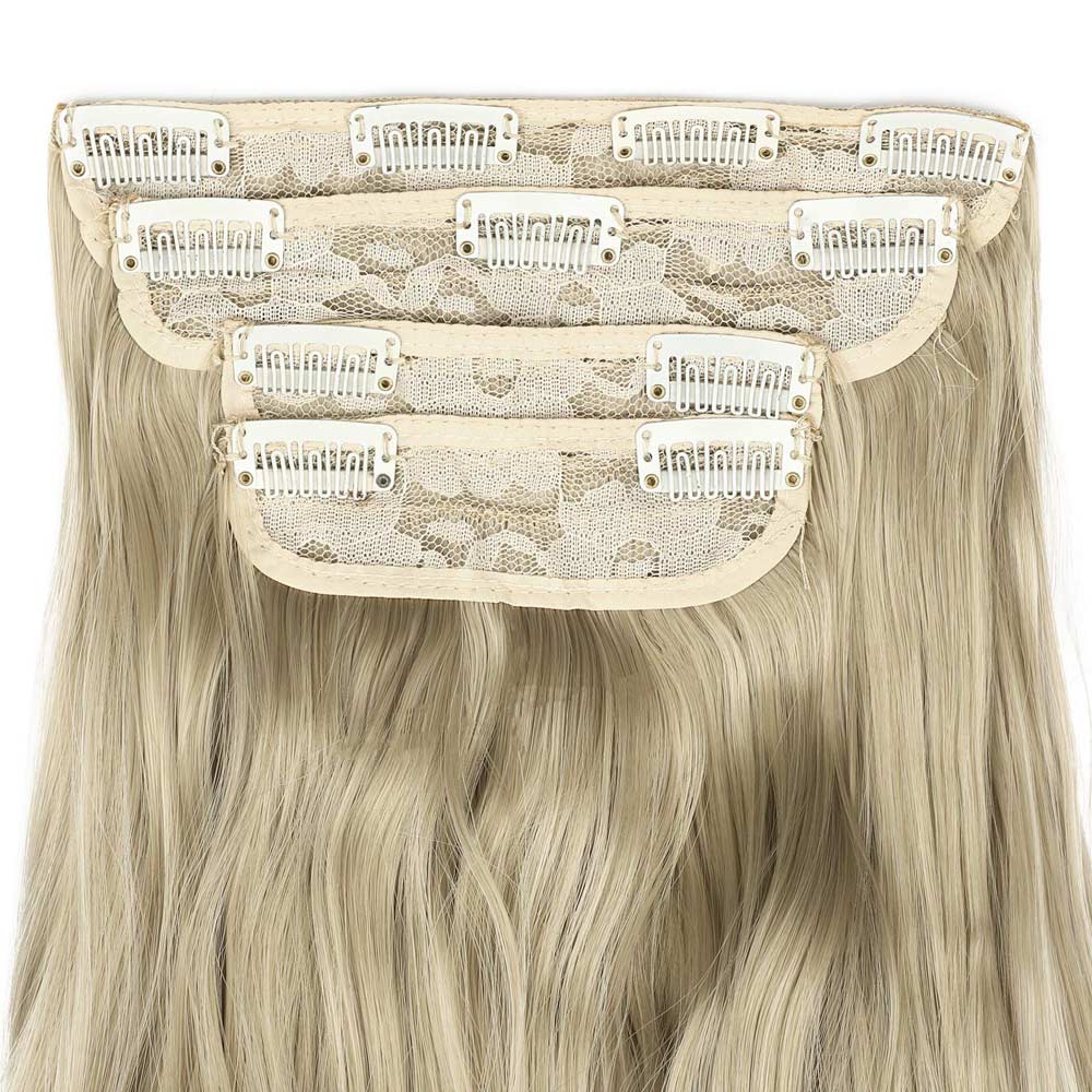 LeeWin Vigorous Long Wavy Clip On Hair Extension For Women 4PCS/Set Hair Extensions Single Color Synthetic Hair Piece
