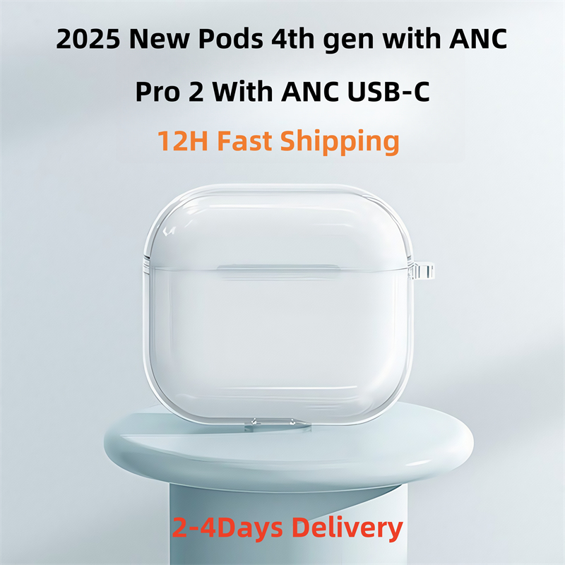 2025 New earphones Pods 4th Gen With ANC earbuds USB-C Pro 2 ANC wireless Headphones pods 3rd Headset For iPhone Headphones Accessories Wireless Charging Box TPU Case