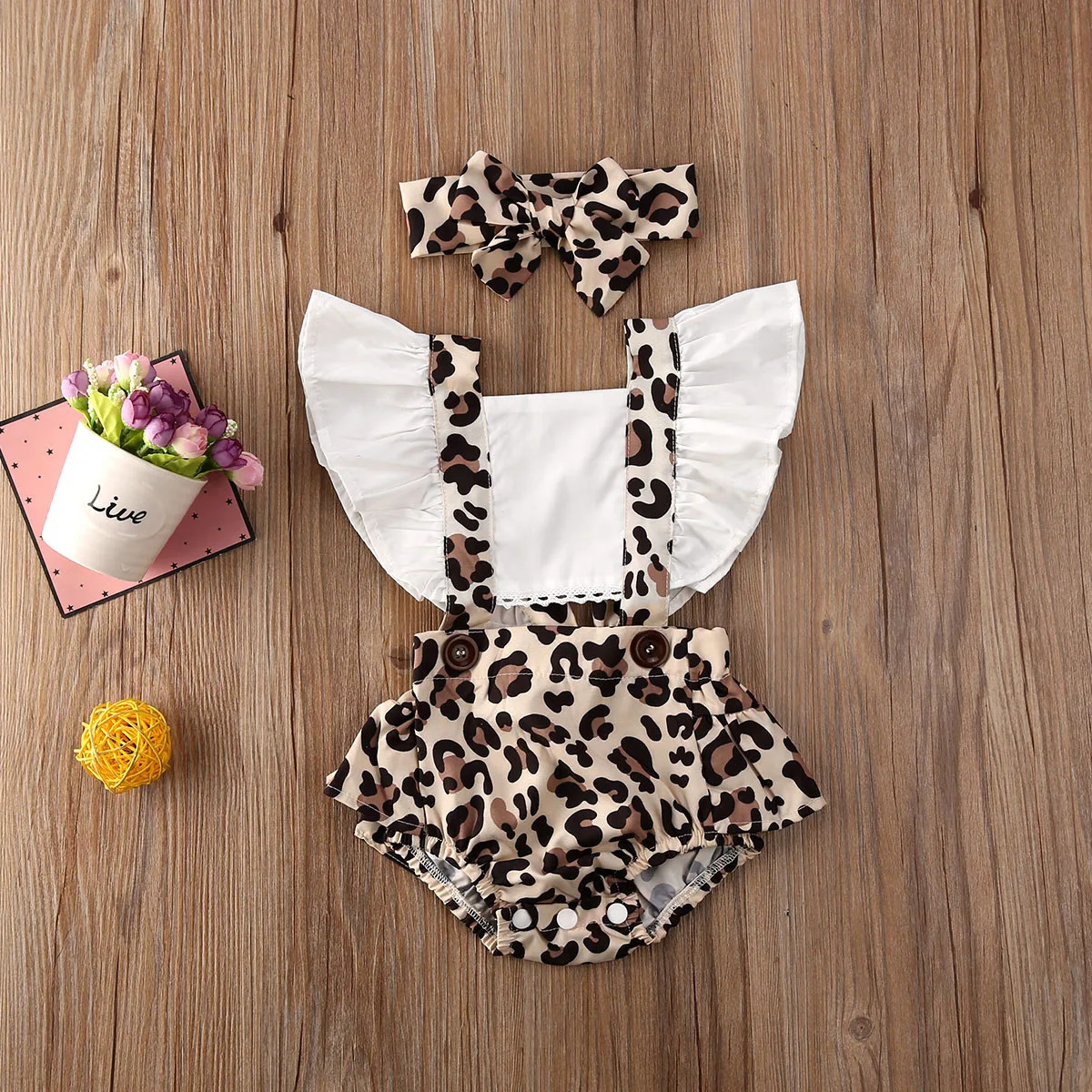 Citgeett Summer 2PCS Infant Baby Girl Leopard Romper Jumpsuit Clothes Outfits Print Cute Summer 0-24M 250528