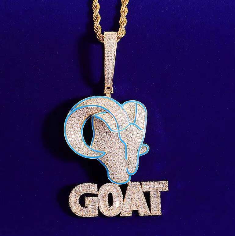 Sterling Sier Custom Animal Iced Out VVS Jewelry Moissanite Rapper Hip Hop Dia Goat Pendant