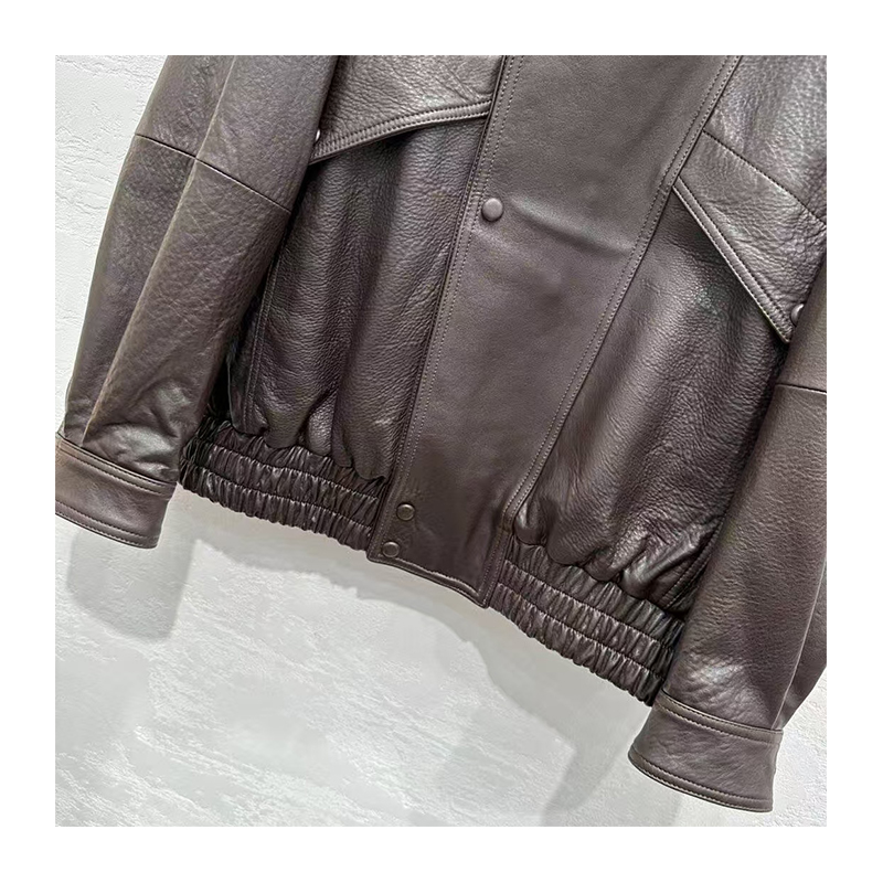 Black leather jacket, American trendy retro jacket, high-end top