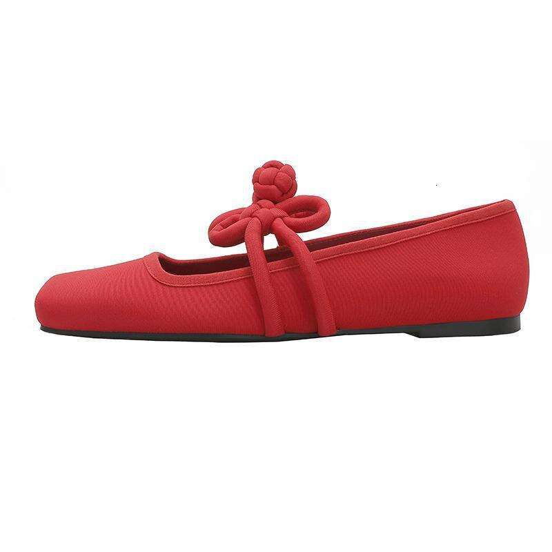 Style Mary Jane 2025 Spring New Square Toe Chinese Knot Ballet Flat Shoes for Women
