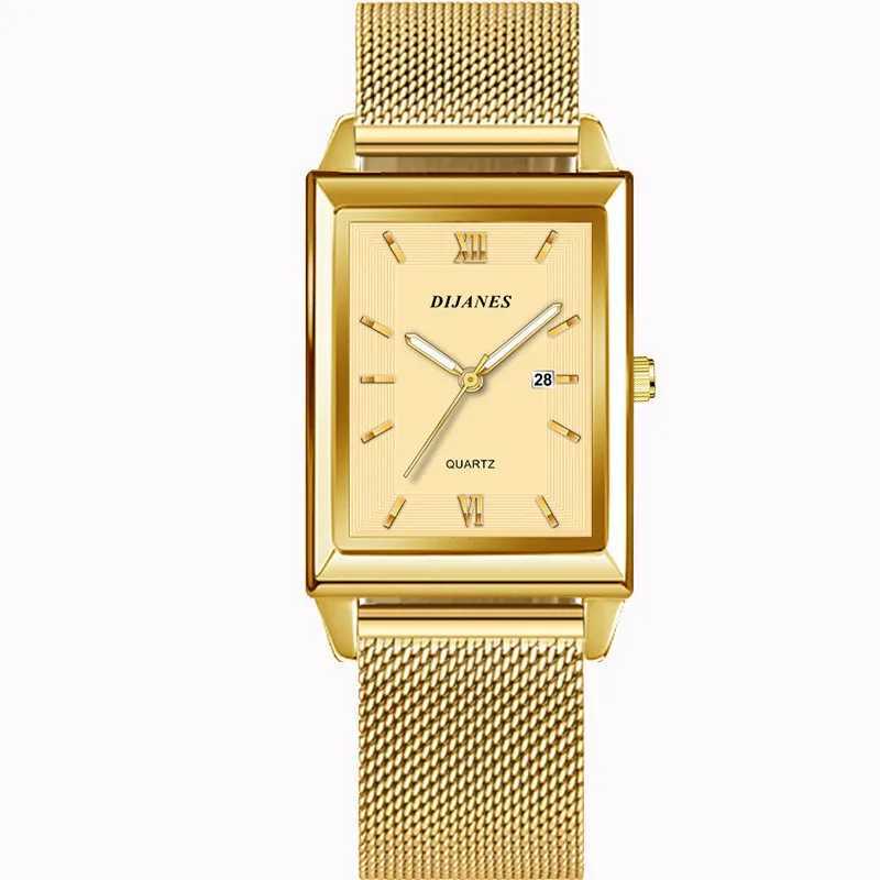 Top Brand Mens Watches Luxury Fashion Square Quartz Wrist Watch Waterproof Calendar Silver Gold Watch for Men Reloj HombreXJ250527