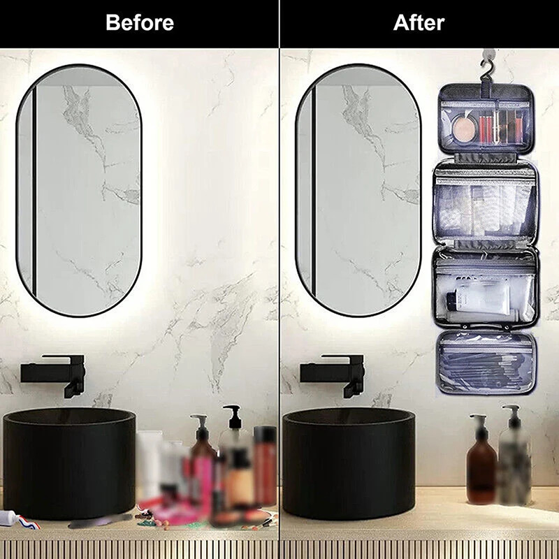 Waterproof Hanging Hook Toiletry Bag Large Folding Handbag Travel Makeup Cosmetic Razor Storage Organizer Case Bathroom Supplies 250528
