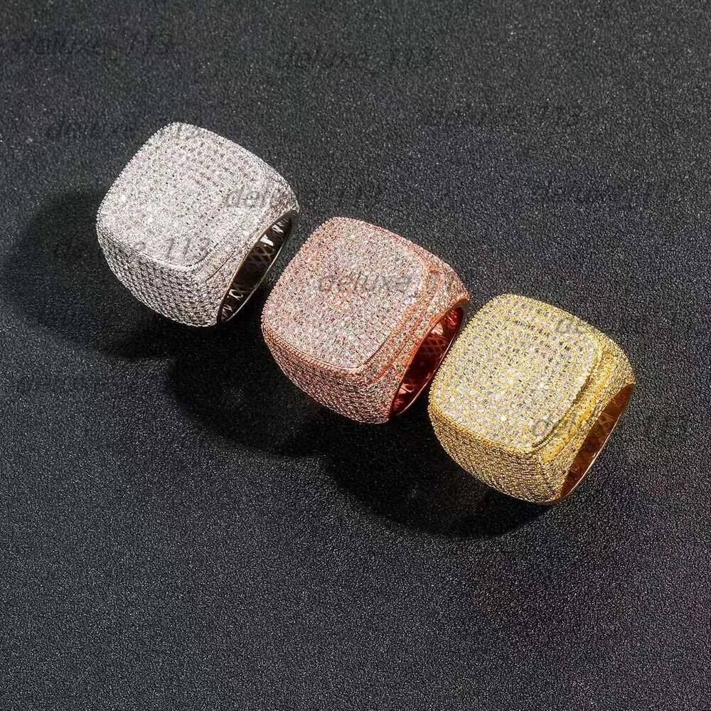 2024 Iced Out Jewelry Vvs Moissanite Men Hip Hop Real Gold Hiphop Gemstone Rings Zf Round M Champion Ring