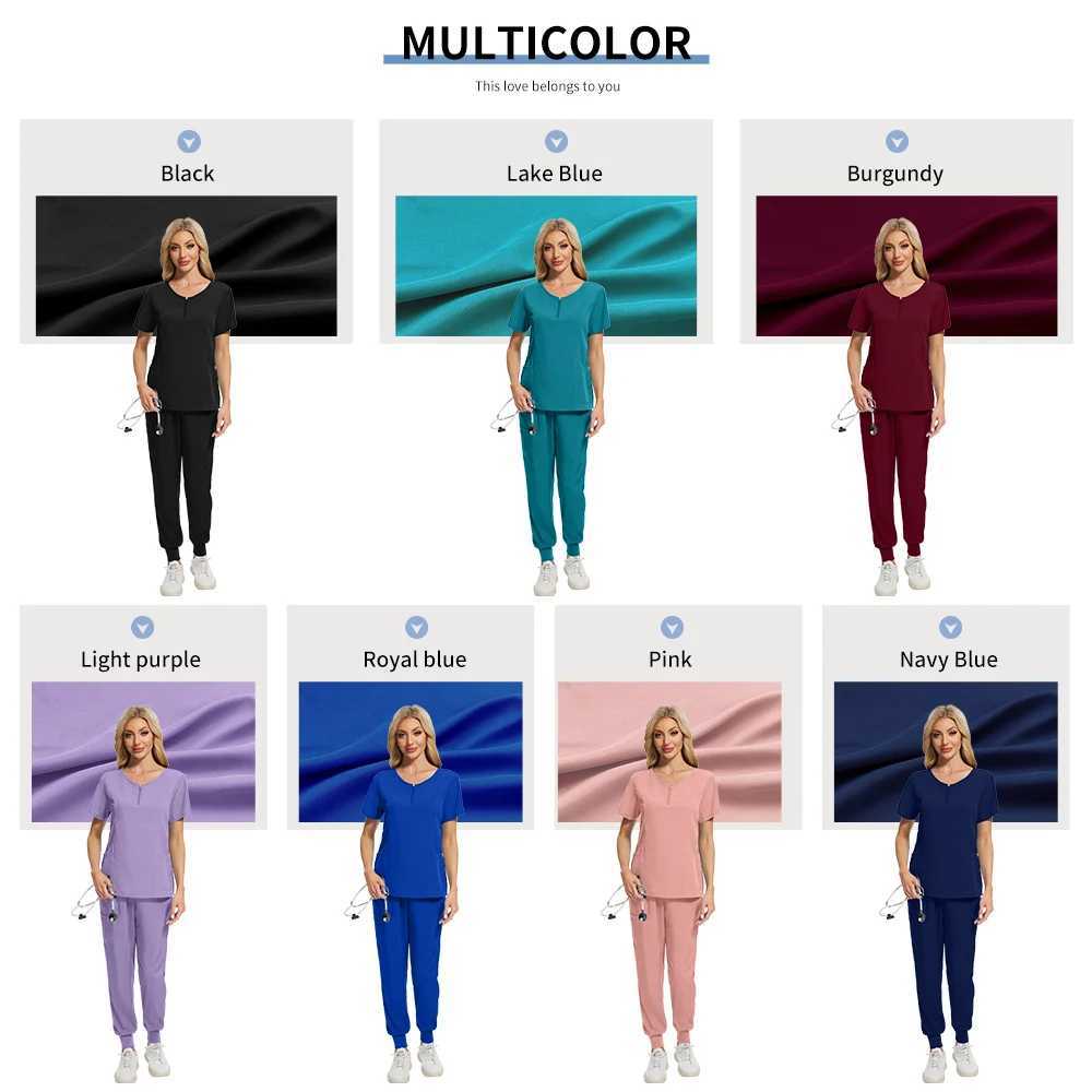 Pet Grooming Working Clothes Jogger Suit Short Slved Scrub Come Women Solid Color Pharmacy Nursing Uniform Summer X250528