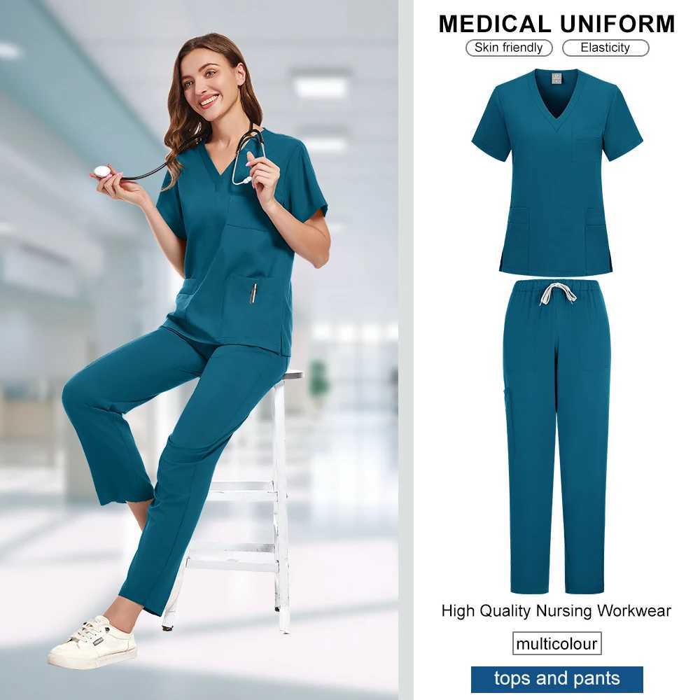 New Lightweight Anti-wrinkle Surgical Uniform Woman Men Medical Nurse Scrub Set Soft Breathable Doctor Nursing Clinical Workwear X250528