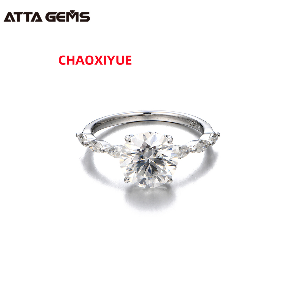 New Design D Color Vvs Moissanite Ring 925 Sterling Silver Diamond Round Shape Engagement Ring for Women
