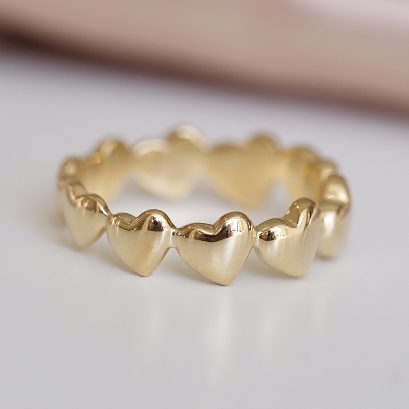 S925 sterling silver luxury gold-plated love heart band ring elegant versatile suitable all fingers Unique design ring gift for girlfriend classmate s