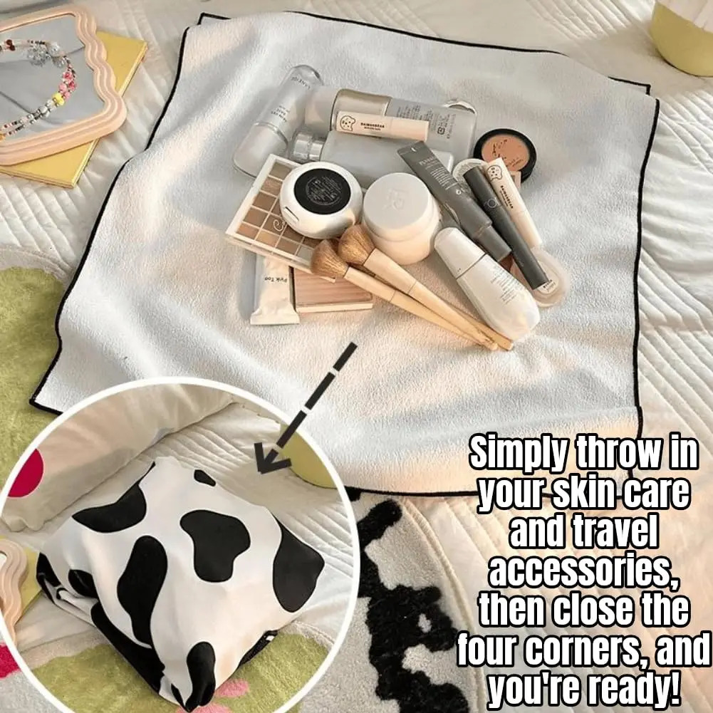 Magic Self-Adhesive Cloth Open Lay Flat Makeup Bag Portable Cosmetic Bag Travel Makeup Bag Multi-functional Self-Adhesive Cloth 250527