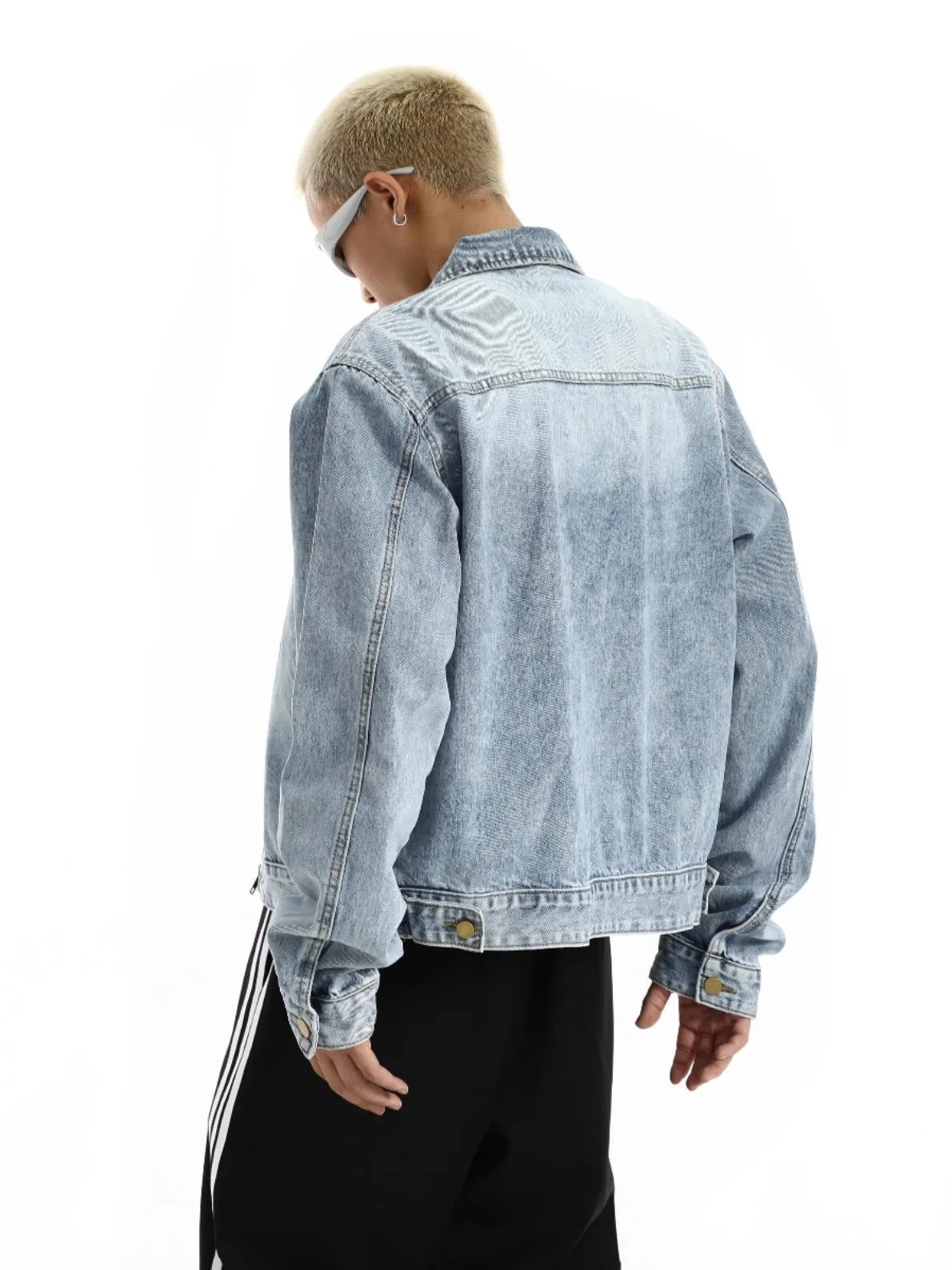 American Style Retro Lapel Shoulder Padded Denim Jackets Mens 2025 Spring Niche n Coats Loose Handsome Jacket 250516