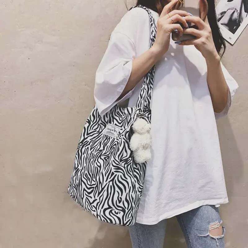 Casual Tote Butterfly Leopard Zebra Cow Print Shoulder Women Handbag Totes Ladies Cute Canvas New 2024 Shopping Bag