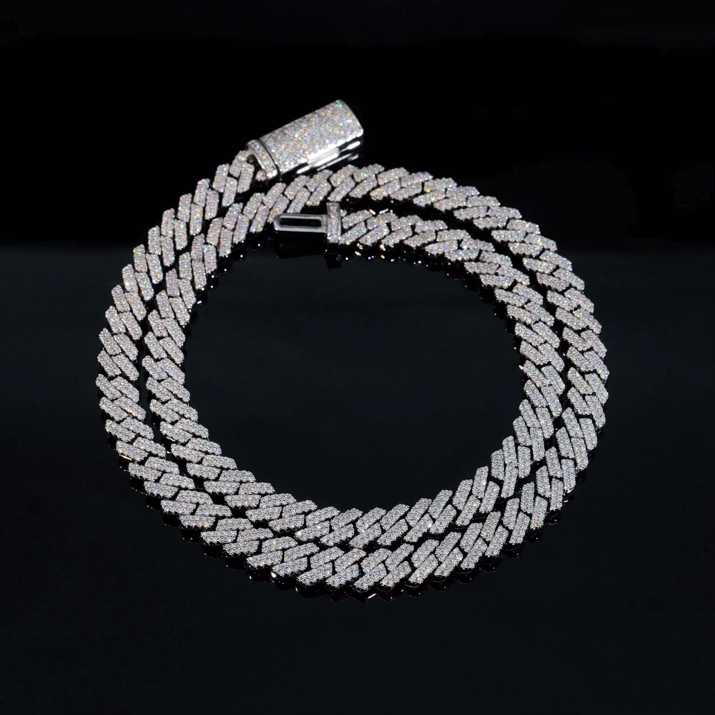 Wholesale Price Jewelry Factory Price S925 Sterling Silver Lab Diamond Hip Hop Jewelry Iced Out Vvs Moissanite Chain Cuban Link