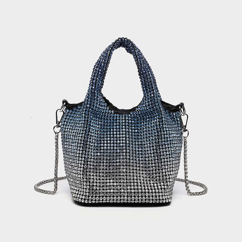 Full for Women, Inlaid Diamond Evening Bucket Rhinestone Chain Bag, Handheld and Crossbody Bag