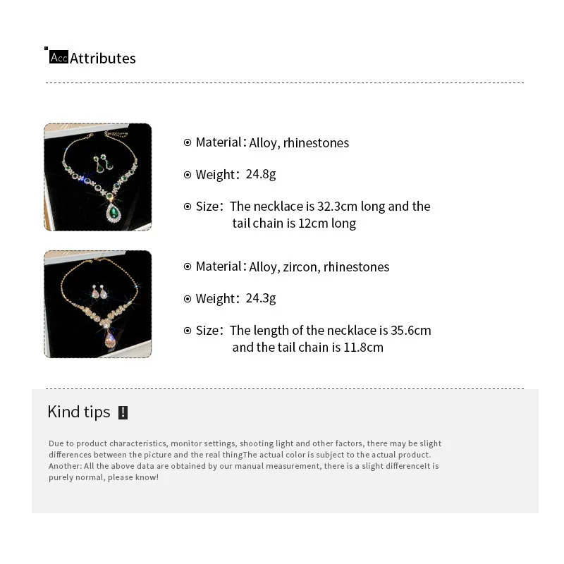 Water Drop Inlaid Rhinestone Earrings Necklace Set Light Fashion Pendant Necklaces Wedding Bride Jewelry Sets for Women 250526