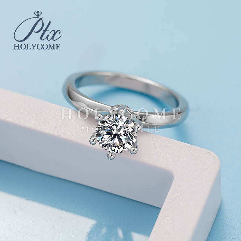 Classic Hot Selling Women Ring 925 Sterling Silver 1CT Six Claw Engagement VVS D Level Moissanite Wedding Rings White Gold Plated Solitaire Moissanite
