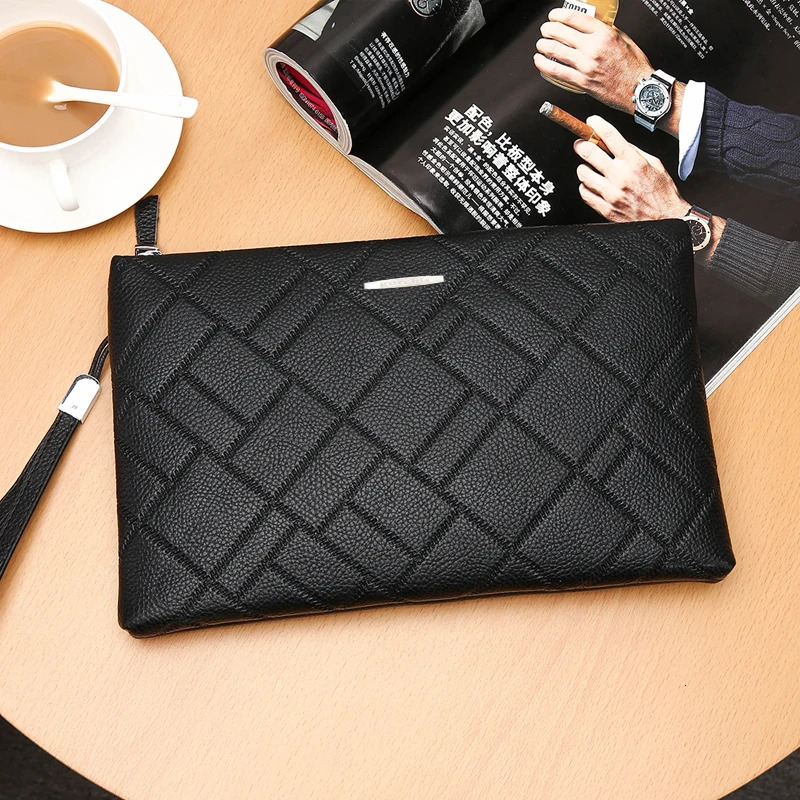 Mens Genuine Leather Handbag Business Solid Color Card Bag Purses Fashion Ultra Thin Men Business Card Holder Phone Bags 250526