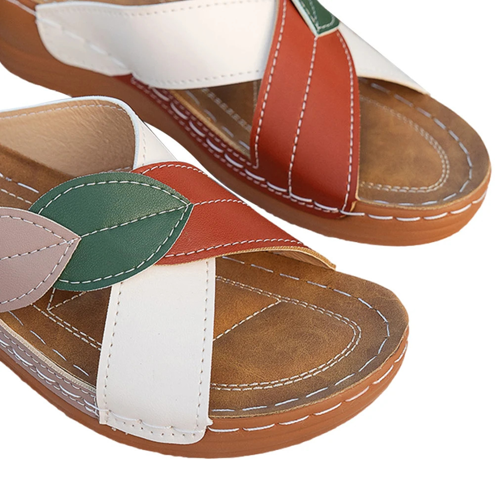 Women Summer Sandals Non Slip Ladies Wedge Sandals Breathable Slip On Footwear Platform Cross Strap Slippers for Beach 250523