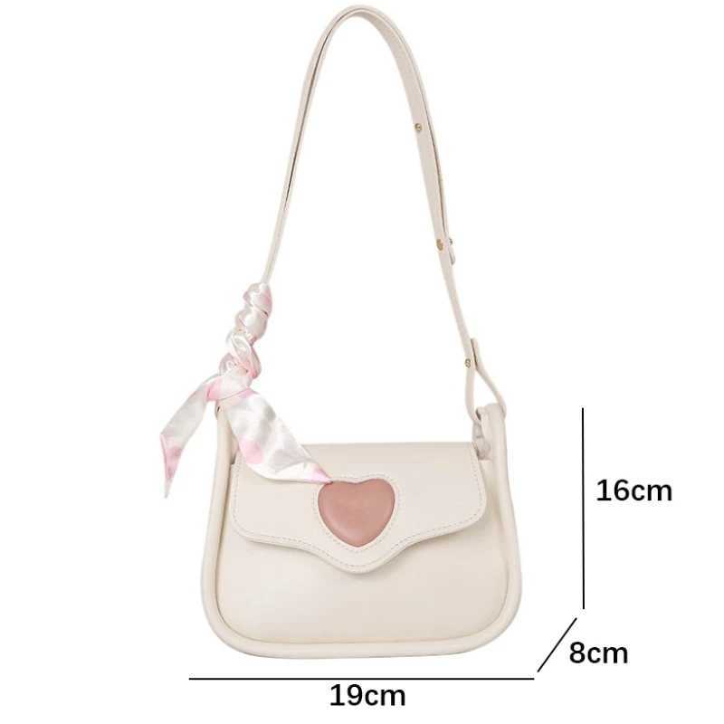 Cute Love Heart Womens Small Square Shoulder Bags Fashion Female Messenger Bag Simple Ladies Crossbody Purse Handbag with Scarf Y250528