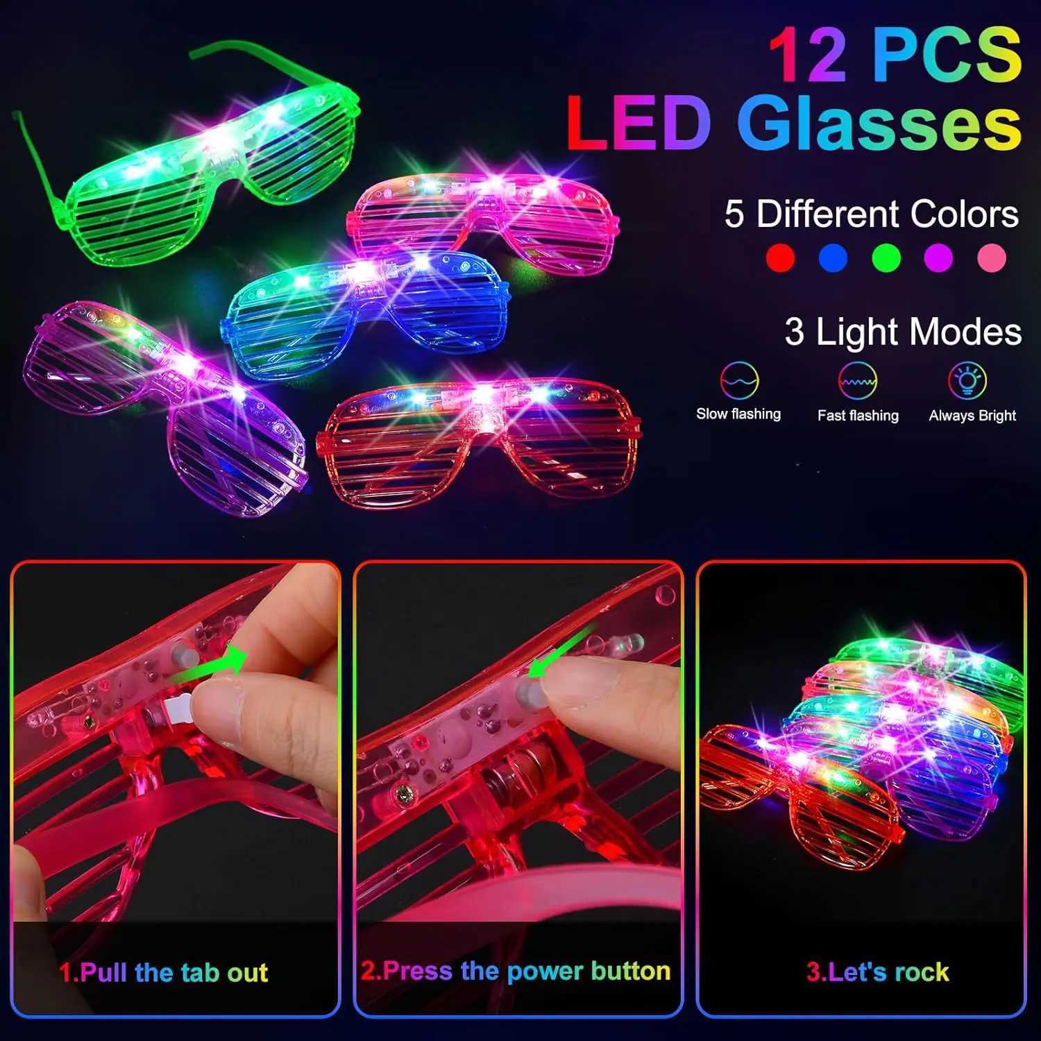 168 Pcs Neon Party Supplies 12 LED Glasses 16 Foam Sticks 40 Finger Lights 100 Glow Sticks for Birthdays Weddings Raves W250528