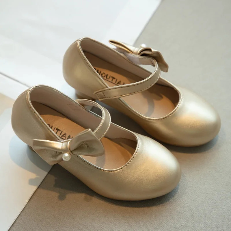 Kids Dance Performance Shoes High Heels Girls Princess Shoes with Simple Bow Children Leather Shoes for Party Wedding 250528