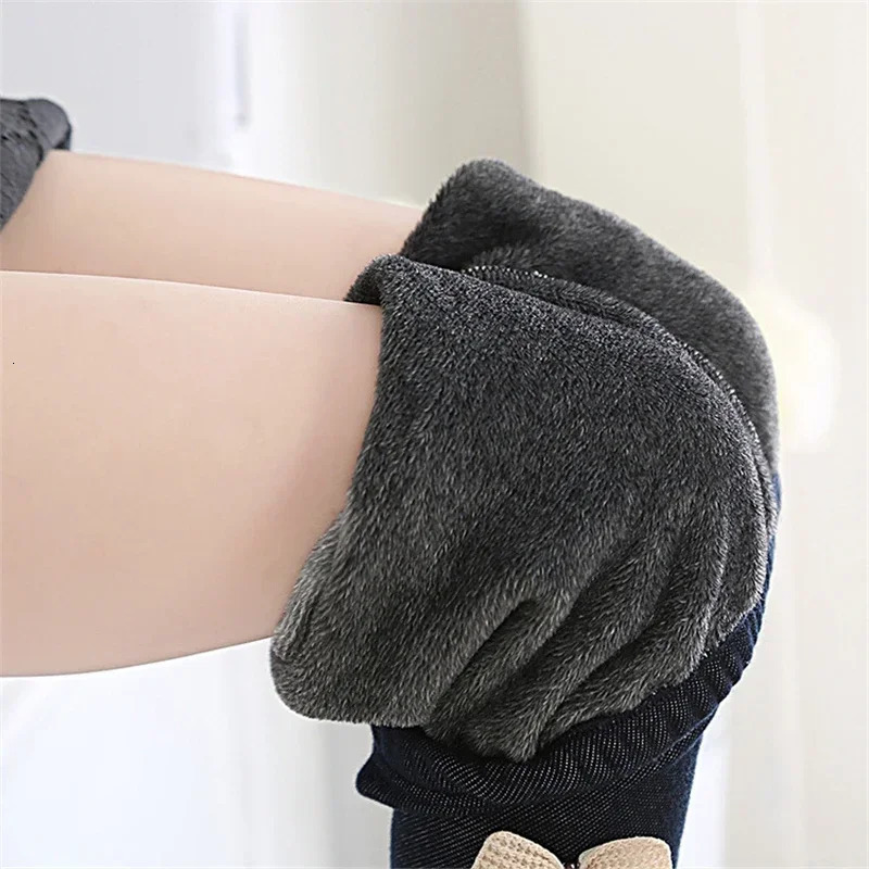 Girl Pants Autumn Winter Warm Children Trousers Baby Leggings Thicken Velvet Bowknot Kids Jean Anti Cold Girls Clothes 250528