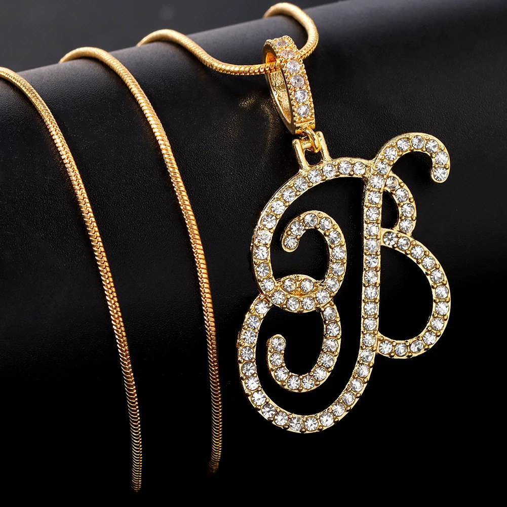 Flatfoosie AZ Cursive Initial Letter Name Pendant Necklace For Women Simple Rope Chain Fashion Jewelry Gift 250519