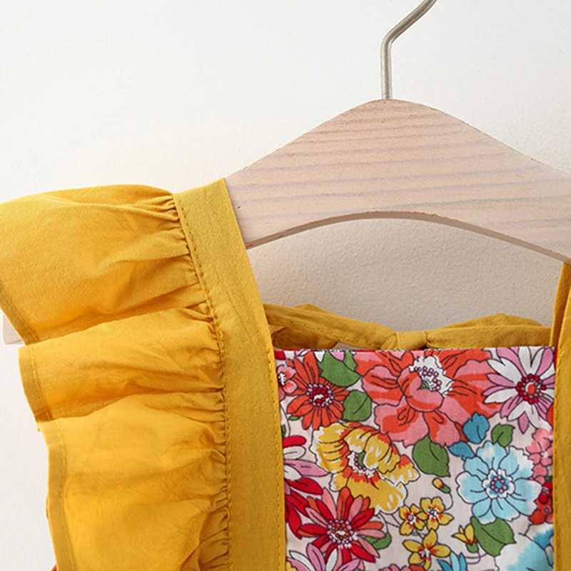 New Summer Girls Little Flying Sleeve Dress Small Floral Hollow Bow After Dew Baby Dress + Hat (0-3 Years Old Girls) X250528