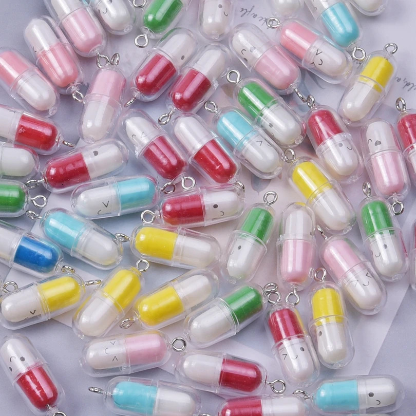 103050100pcs Resin Cute Smiling Face Capsule Charms Pendant For Jewelry Making Diy Earrings Keychain Handmade Accessories 250519
