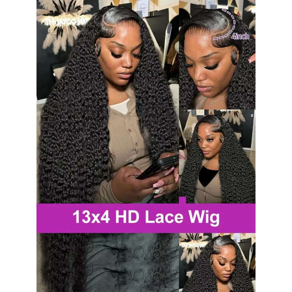 40 50 Inches Deep 13x4 13x6 HD Lace Frontal Wig 220% Wave 360 5x5 Full Front Curly Human Hair Wigs For Women