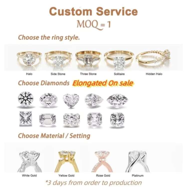 Luxury Customizable 14k 18k Gold Lab-Grown Diamond Engagement Ring Oval Cut Wedding Jewelry for Women Rhodium Plated for Parties