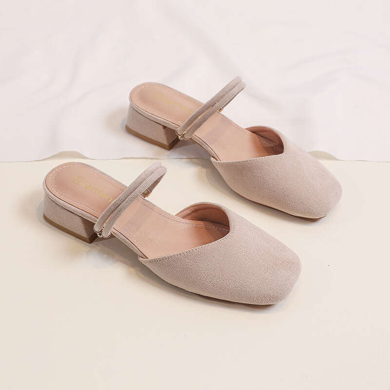 Square Closed Toe 2025 New Summer Mid Chunky Heel Fairy Style Fashion Dress Sandals for Women