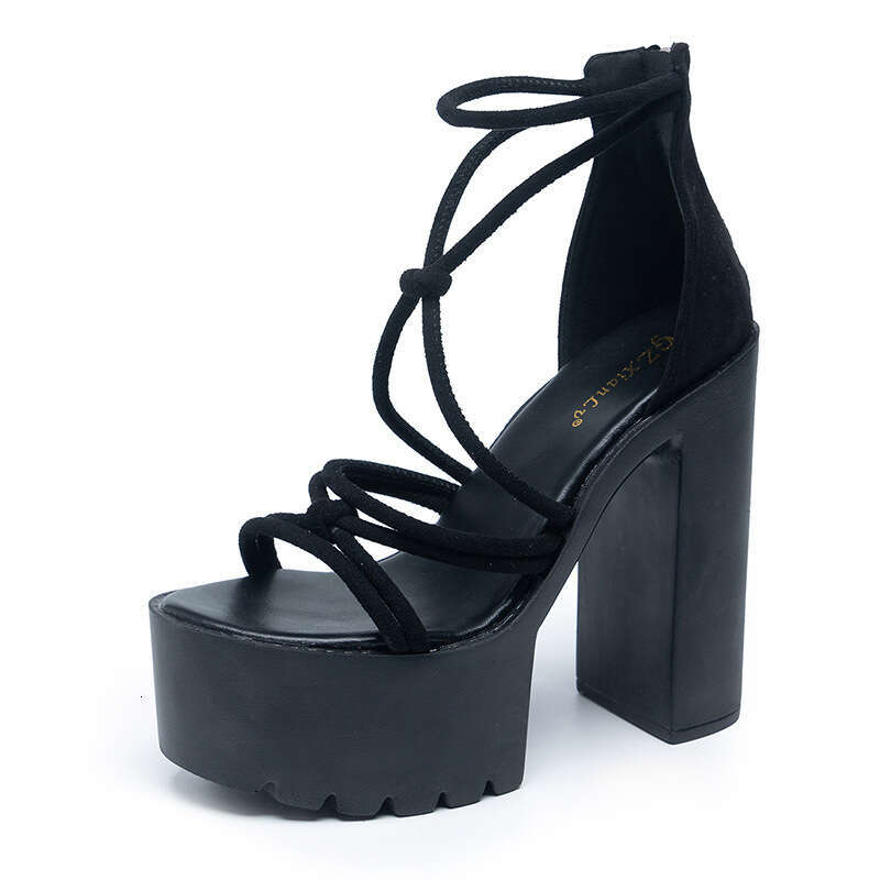 Platform Heels Long Term Stock Super High Heel Waterproof Platform Large Women Summer Outdoor Roman Strap Sandals Size Block High Heels Wedge Shoes