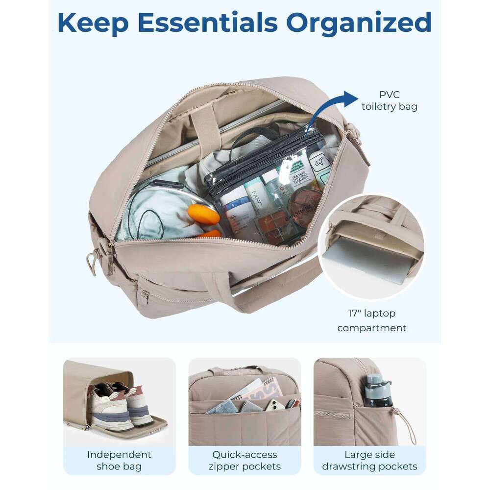 BAGSMART 3pc Bag Lightweight Outdoor Gym Bags Large Capacity Weekender Duffel Storage Handbag Travel Essentials