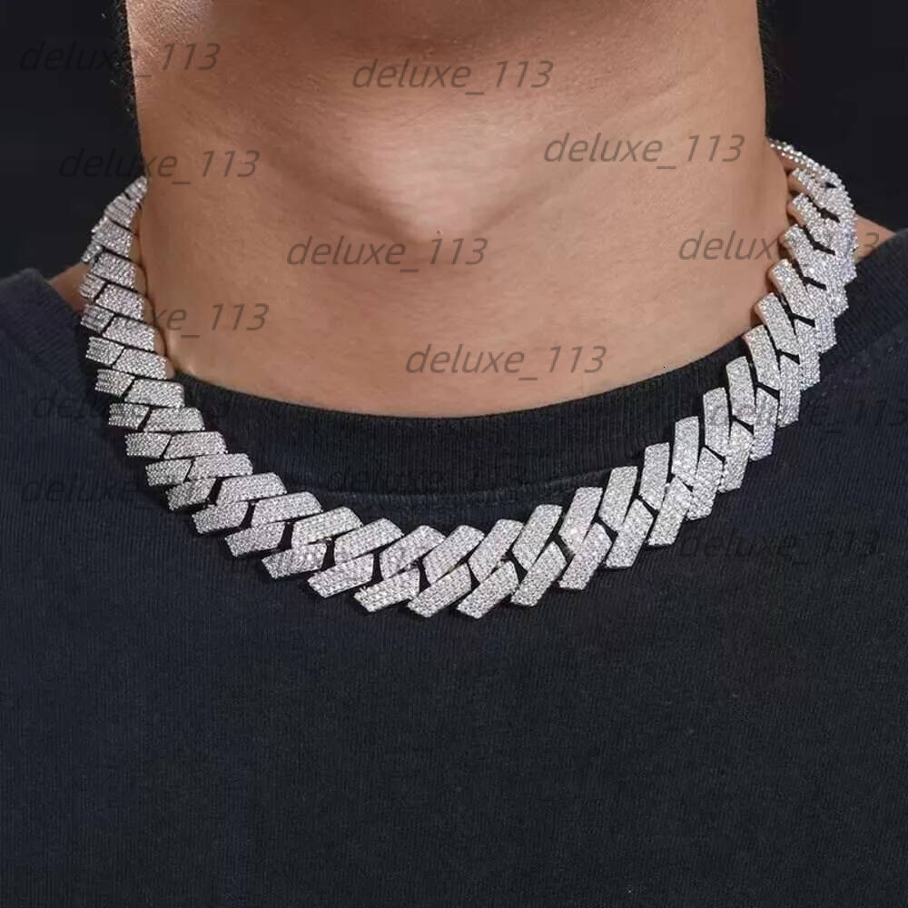 Fashion Jewelry Designer Cuban Chain, Pure Sier Tin 3 Rows Mosonite Necklace Men's Gift Gothic Iced Pendant With Dia Tester