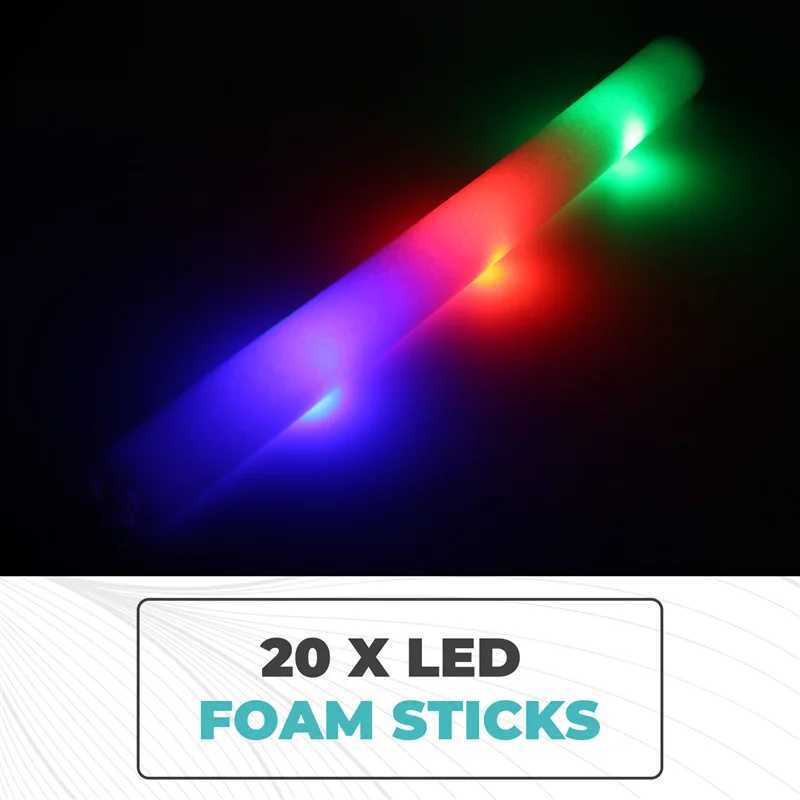 AB09-20Pcs White Bulk Colorful LED Glow Sticks Cheer Tube Dark Light Birthday Wedding Party Supplies W250528