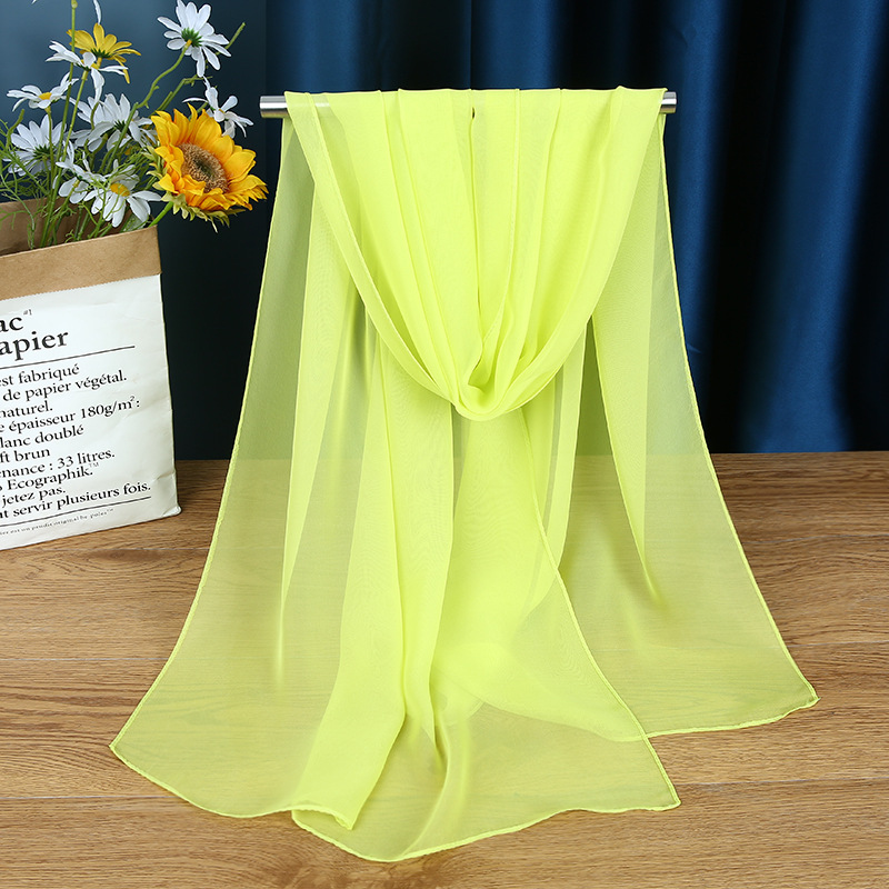 K1050 Georgette solid color red scarf women's long spring and autumn thin silk scarf spot fresh silk scarf dance decoration apron