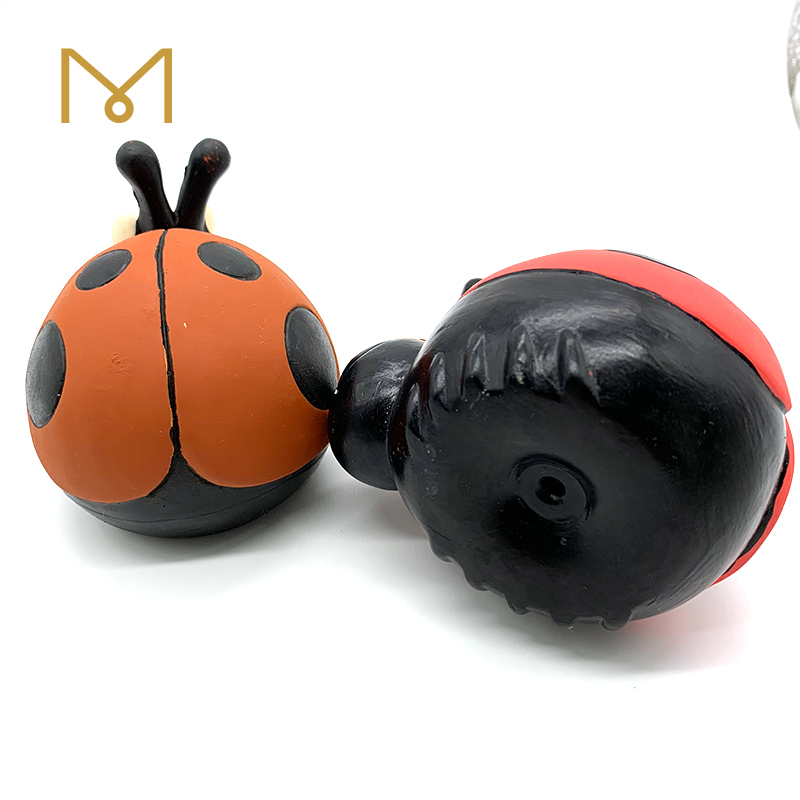 Latex Screaming Ladybird Puppy Toy Soft Natural Rubber Squeaky Chewy Dog Toys for Interactive Play 4pcs in One Pack