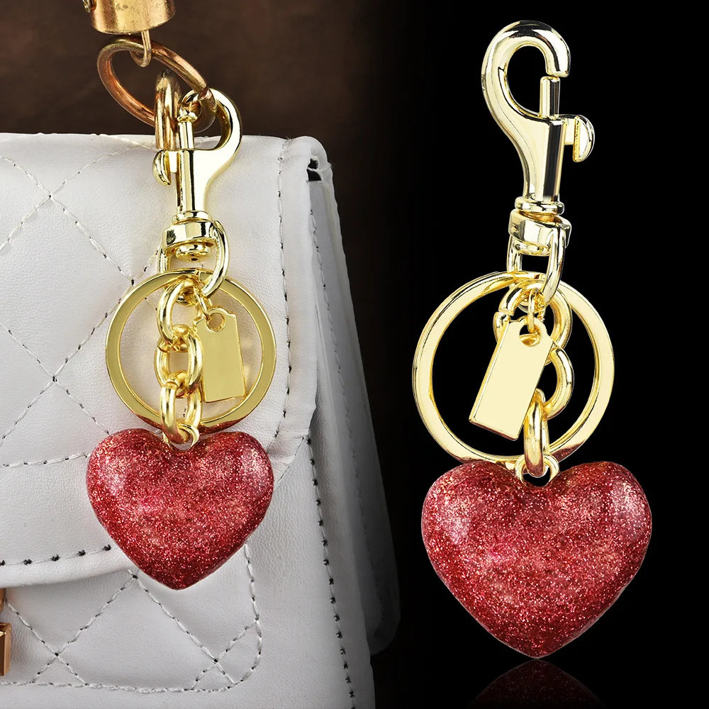 European and American peach heart love keychain creative love pendant love bag ornament 250527