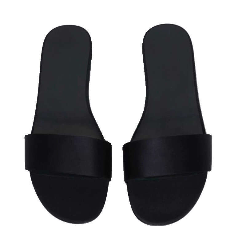 2025 New Fashion Versatile Women's Slippers for Summer Outdoor High-End Silk Satin Flat French Style Small Sandals