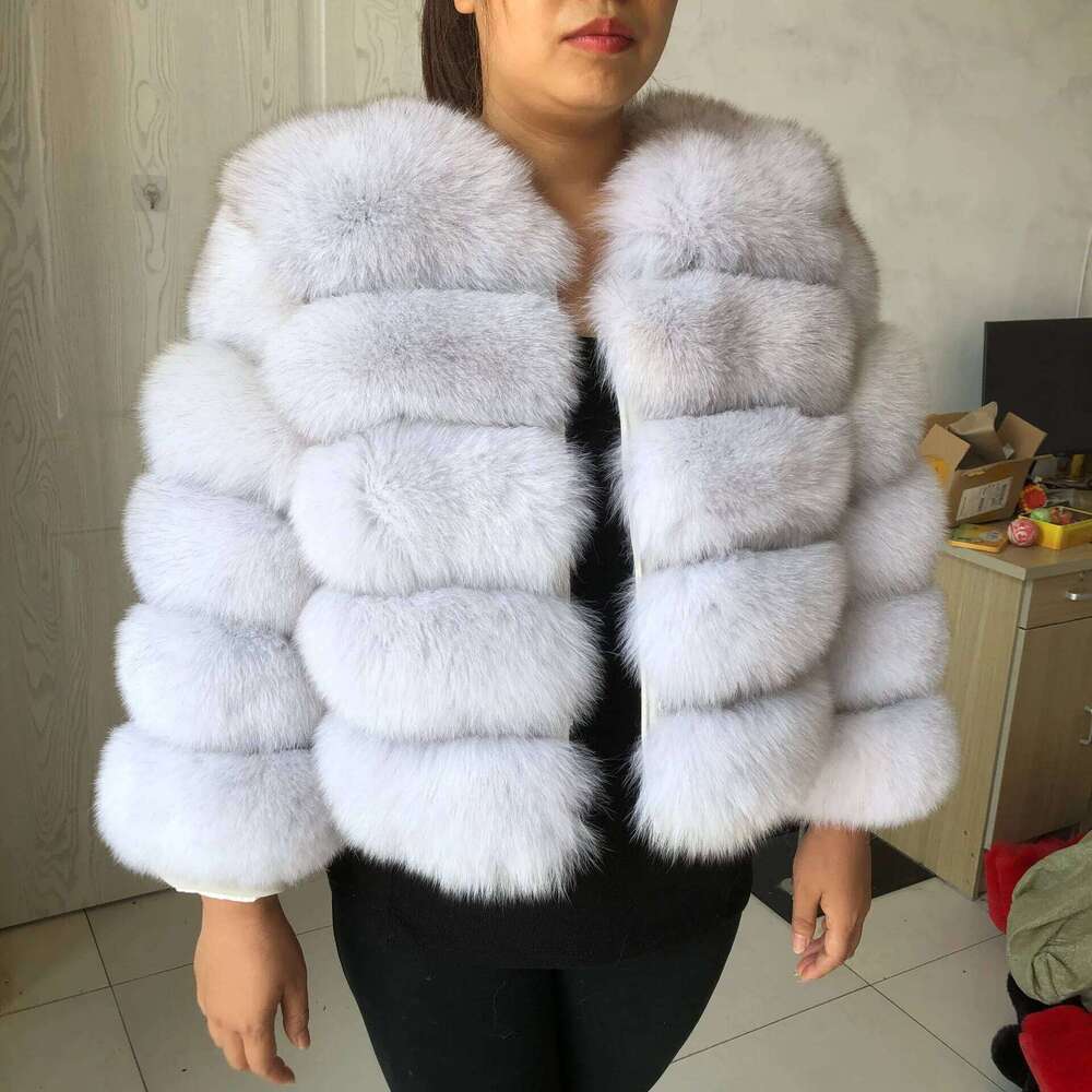 New fox women's winter warm natural jacket Short raccoon 100% real fur coat high quality hot sale