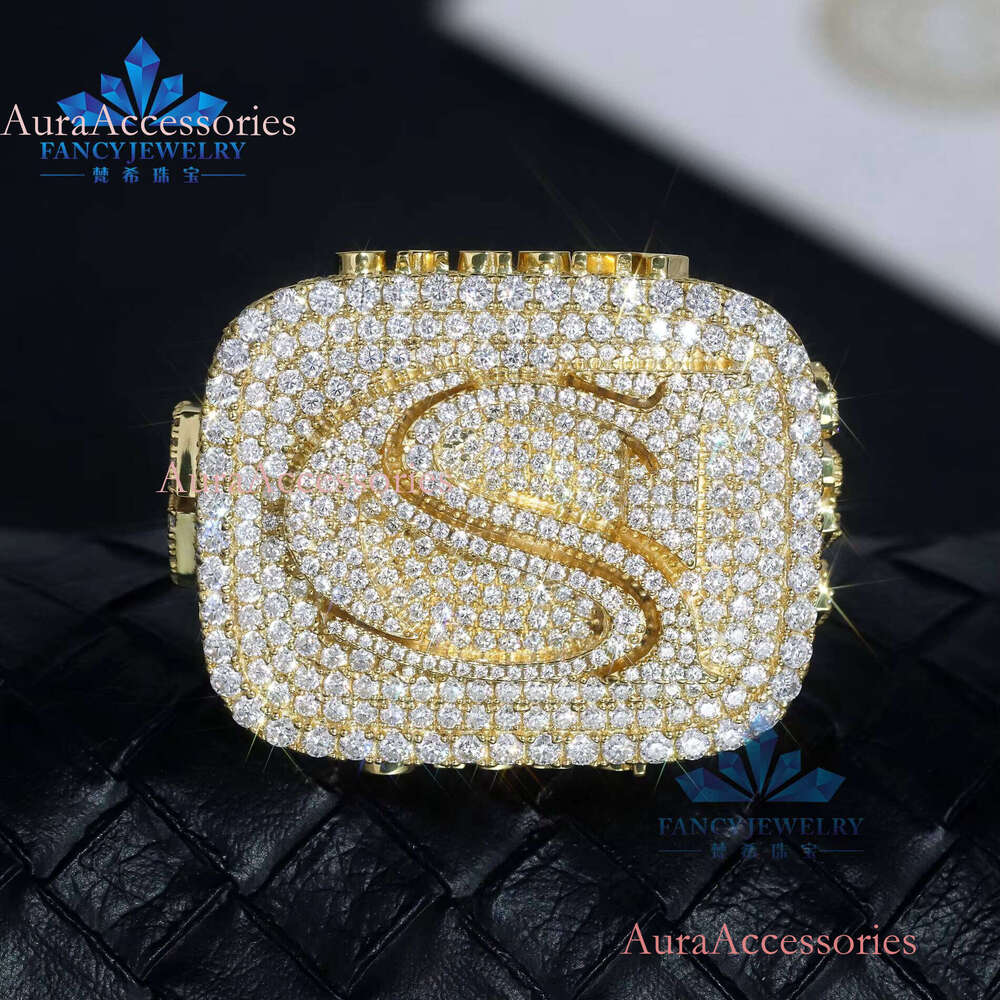 High-end Custom Gold Plated Championship Rings Men Sier Letter Number Moissanite Dia Hiphop Cluster Jewelry Weddings