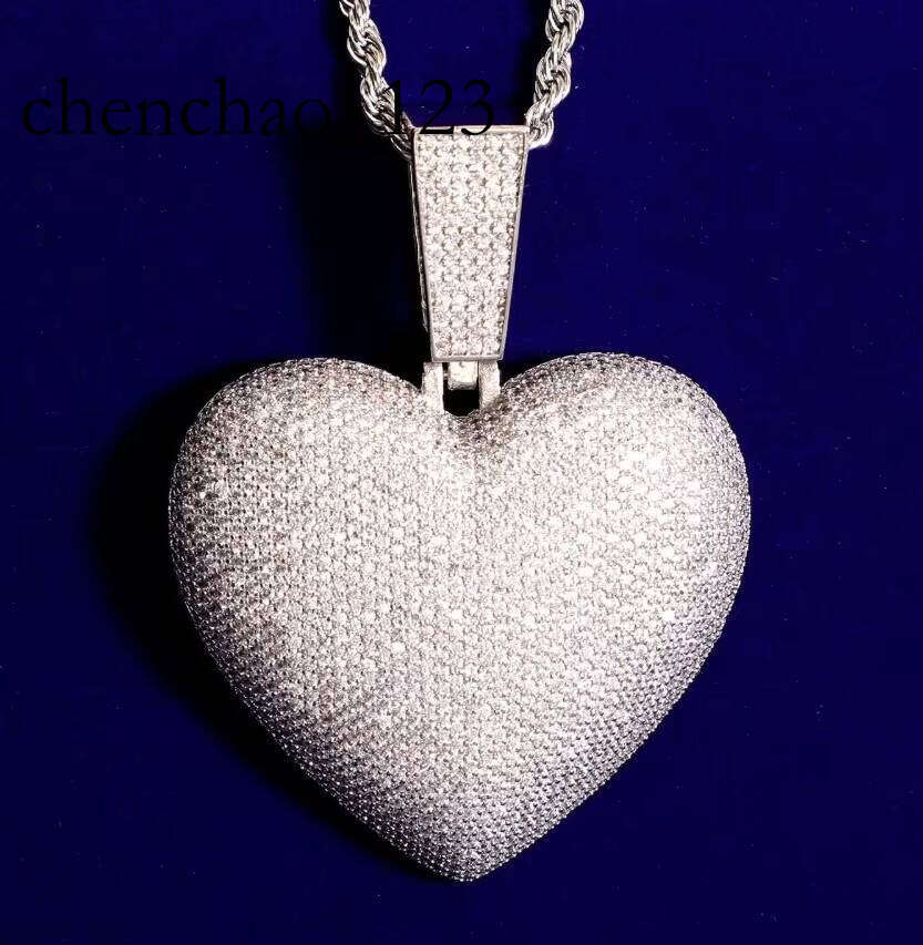 Trending Product heart sliver custom moissanite pendant Hip Hop Bling lced Out Jewelry for made in India