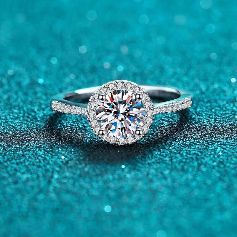 Womens S925 Sterling Silver Moissanite Ring for Wedding Party Engagement Anniversary