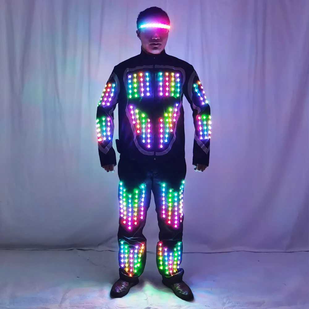Full Color LED Growing Robot Suit Costume Men LED Luminous Flashing Clothing Dance Wear For Night Clubs Party Event Bar Supplies W250528