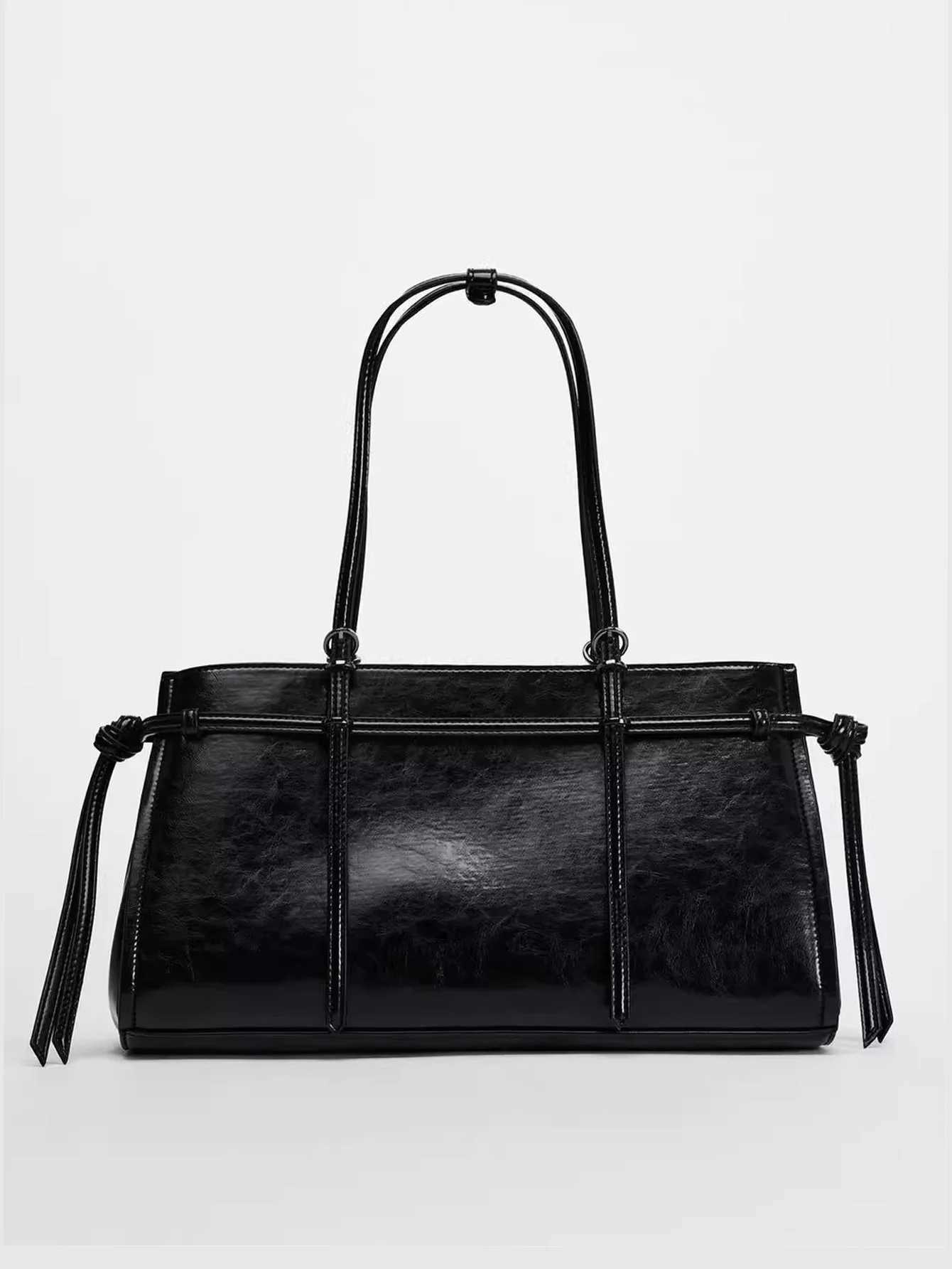 New atmospheric handheld womens bag black extended version double shoulder strap fashionable and simple casual shoulder bag Y250528