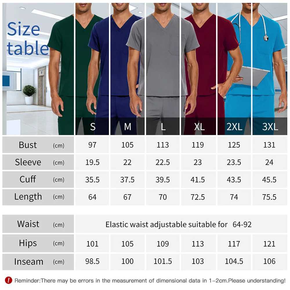 V Neck Scrub Top+doctor Pant Nursing Clothes S-3XL Medical Uniforms Men Short Slve Dentist Doctor Come Nurse Tops and Pants X250528